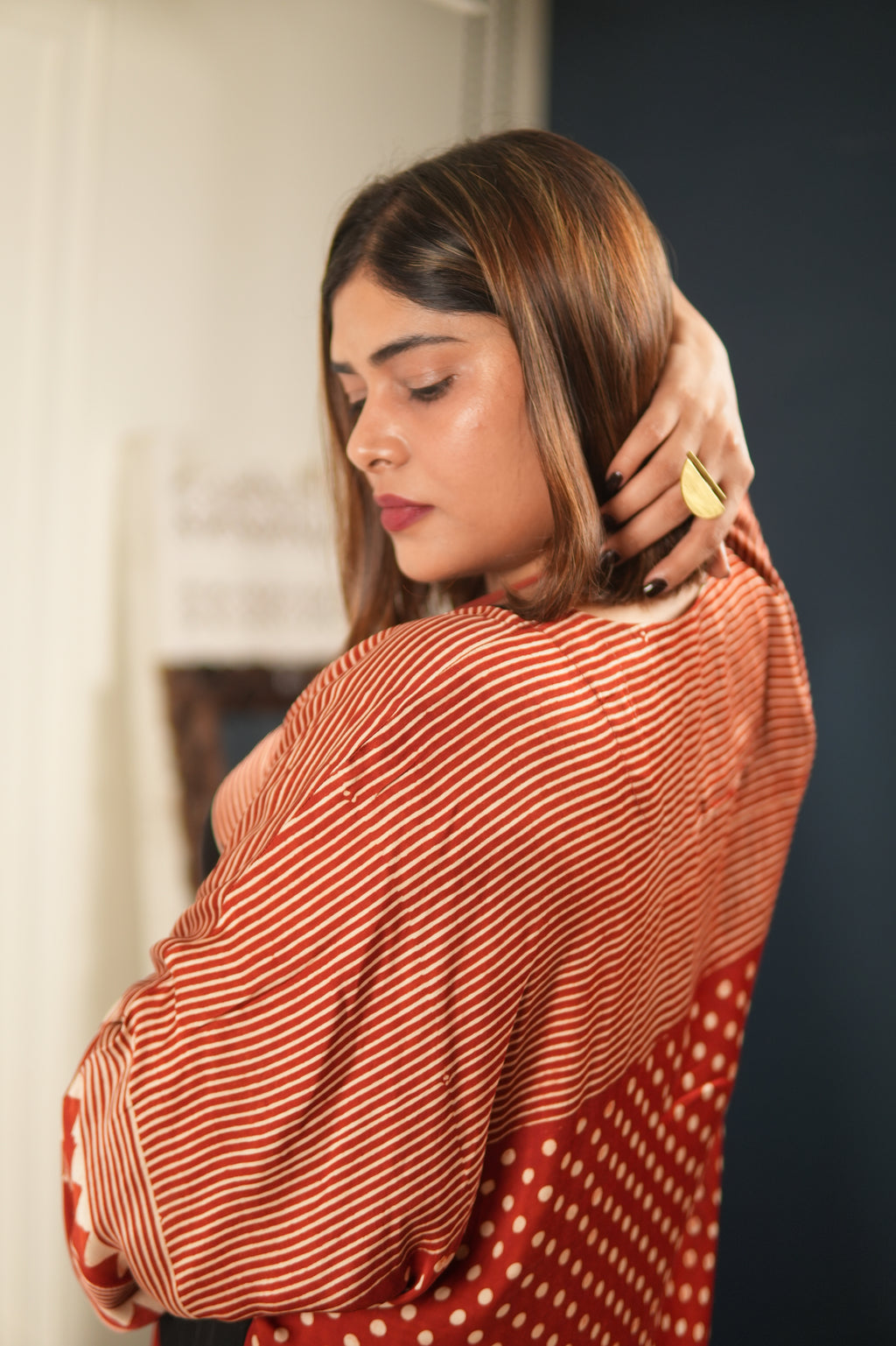 Sinduri I Ajrakh Modal Silk Kaftan Set for Women