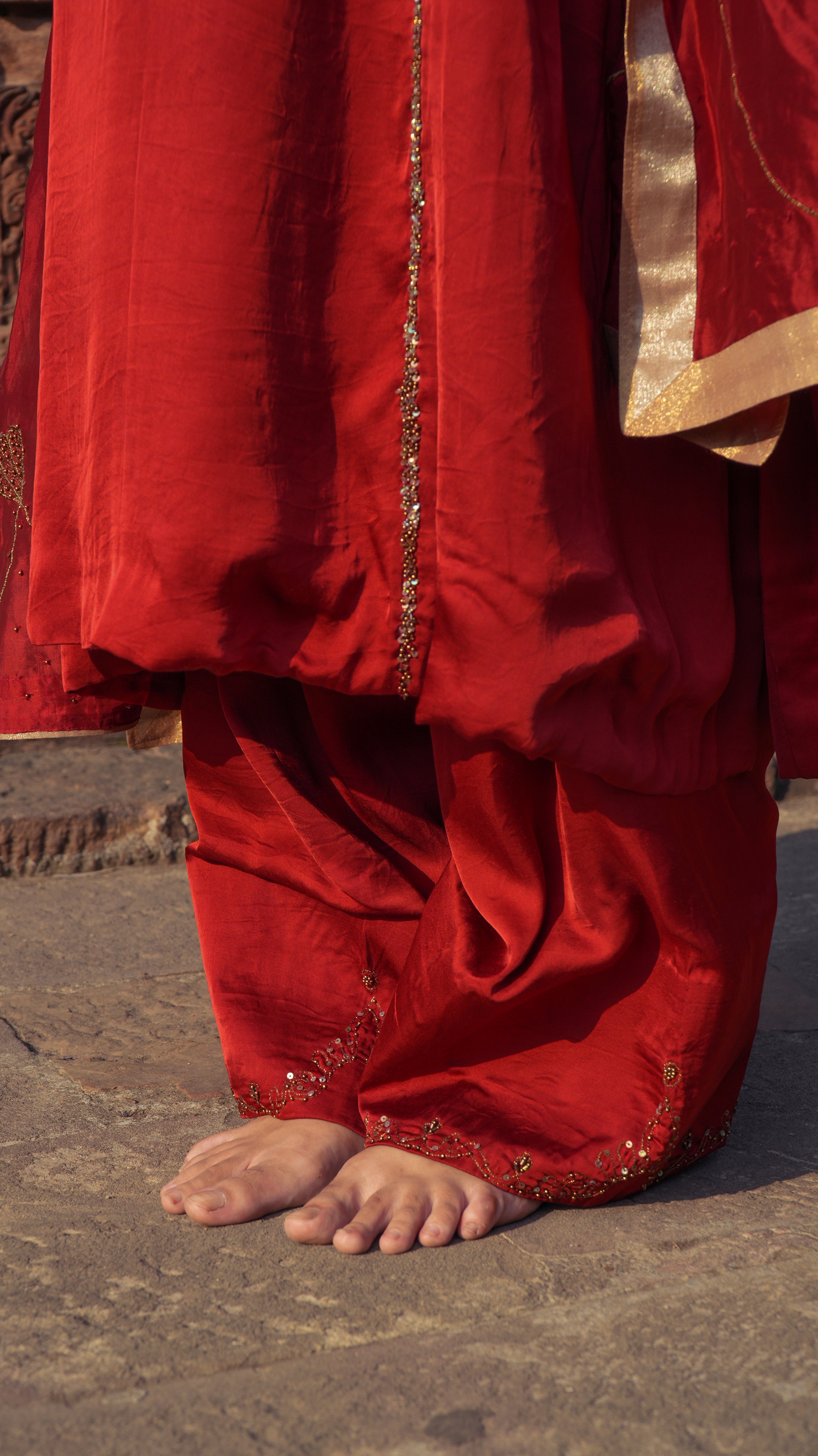 NAAYIKA SINDOOR Hand-Embroidered Pure Modal Silk Kurta Set