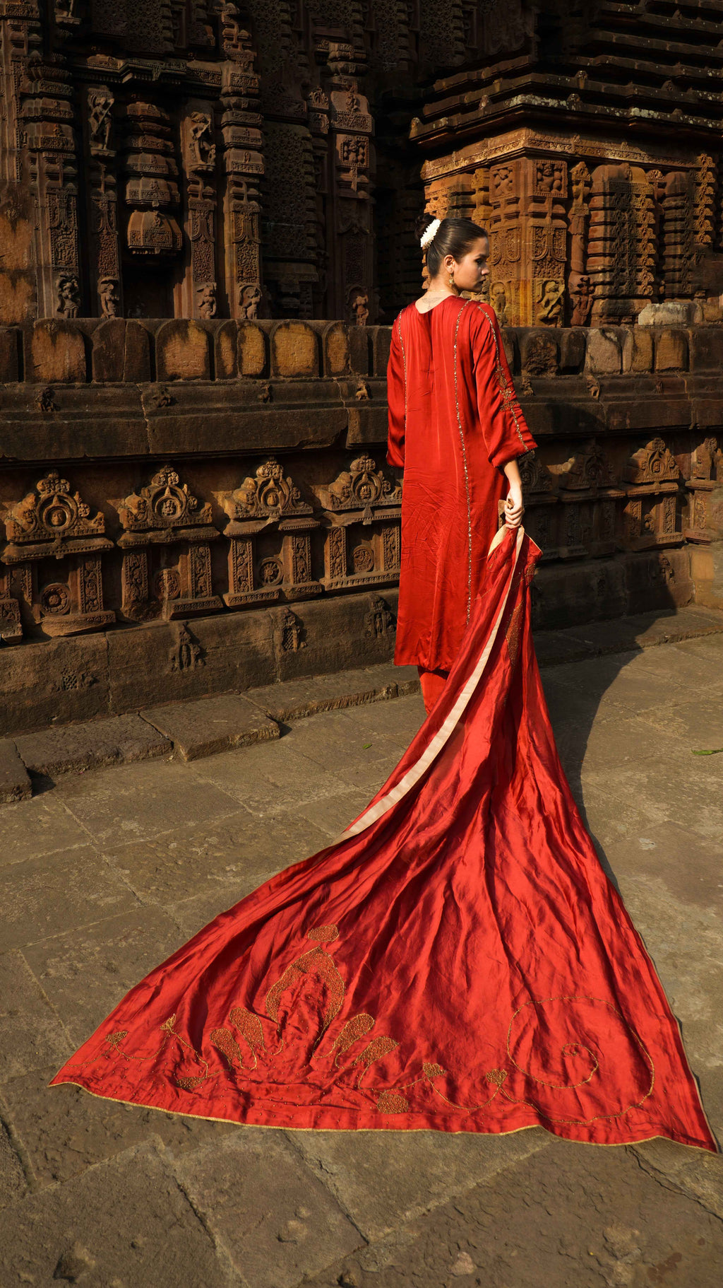 NAAYIKA Hand-Embroidered Pure Modal Silk Kurta Set