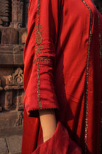 NAAYIKA SINDOOR Hand-Embroidered Pure Modal Silk Kurta Set