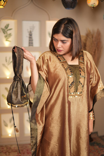 SUNEHRI CRUSHED TISSUE LONG KAFTAN