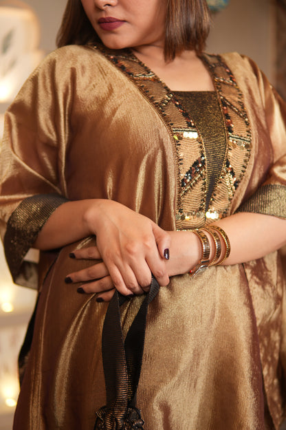 SUNEHRI CRUSHED TISSUE LONG KAFTAN