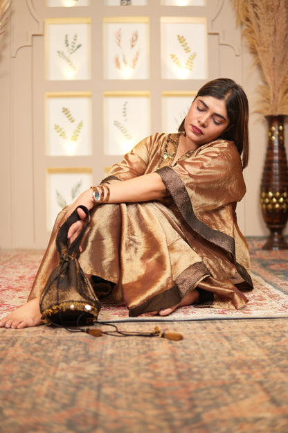 SUNEHRI CRUSHED TISSUE LONG KAFTAN