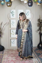 NEEL AJRAKH KURTA PANTS AND DUPATTA SET