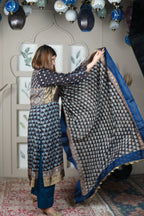 NEEL AJRAKH KURTA PANTS AND DUPATTA SET