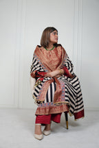 Sinduri IV Ajrakh Dola Silk Kurta Set with Dupatta for Women