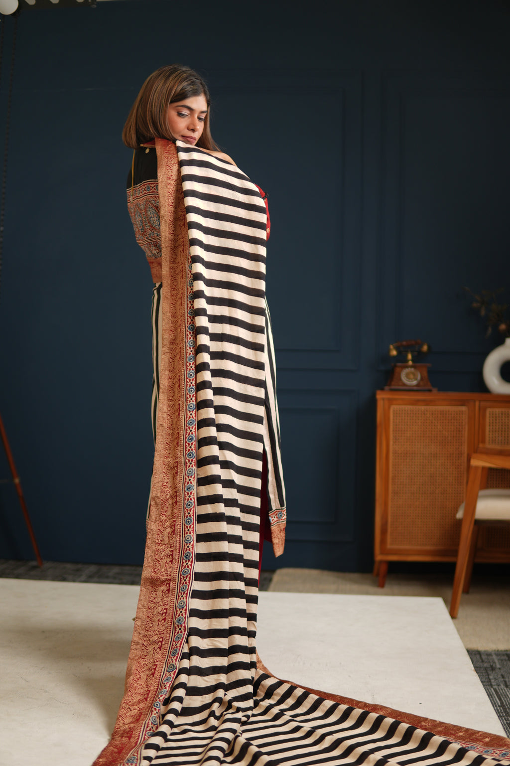 Sinduri IV Ajrakh Dola Silk Kurta Set with Dupatta for Women