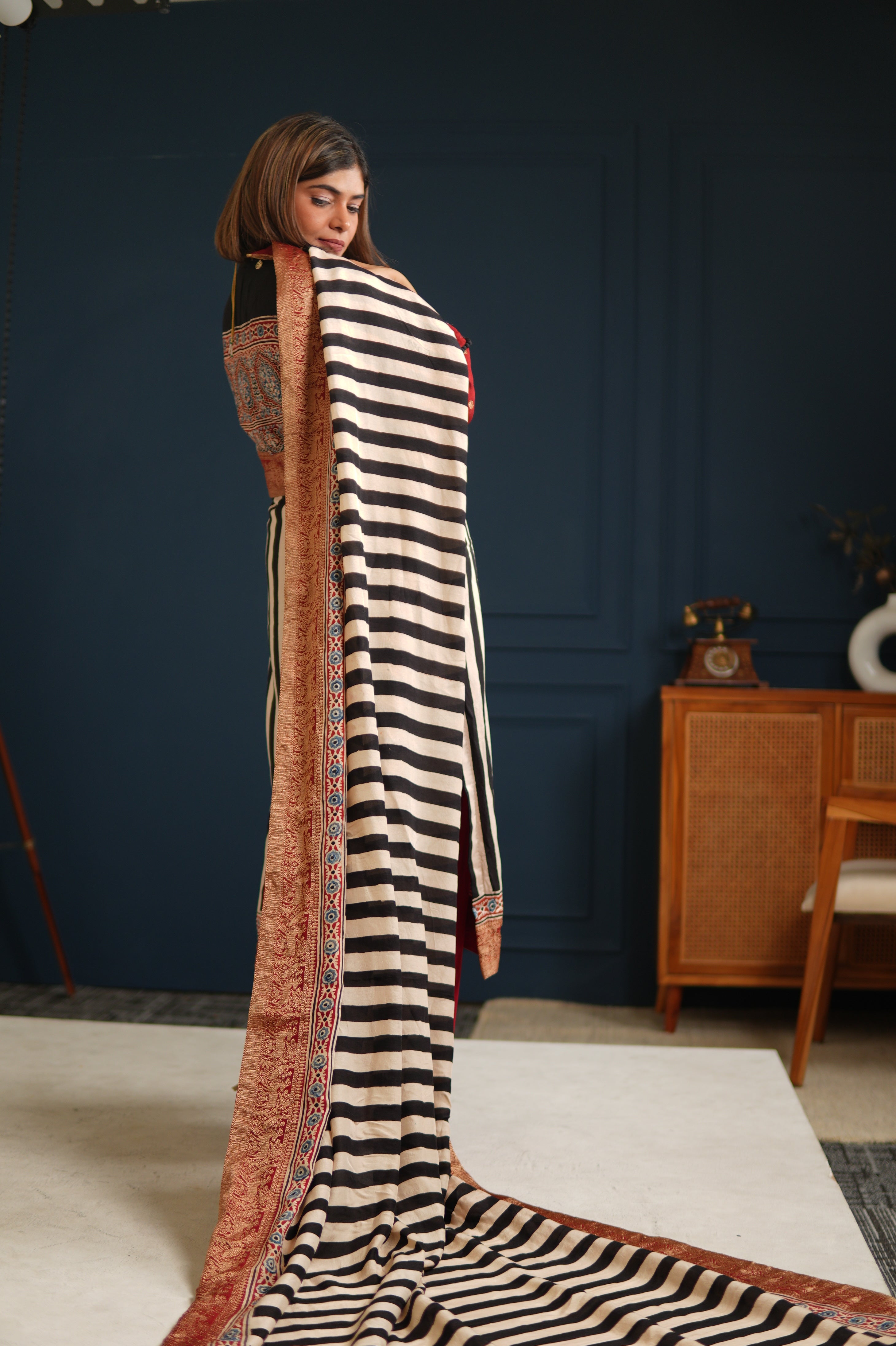 Sinduri IV Ajrakh Dola Silk Kurta Set with Dupatta for Women