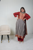 Sinduri IV Ajrakh Dola Silk Kurta Set with Dupatta for Women