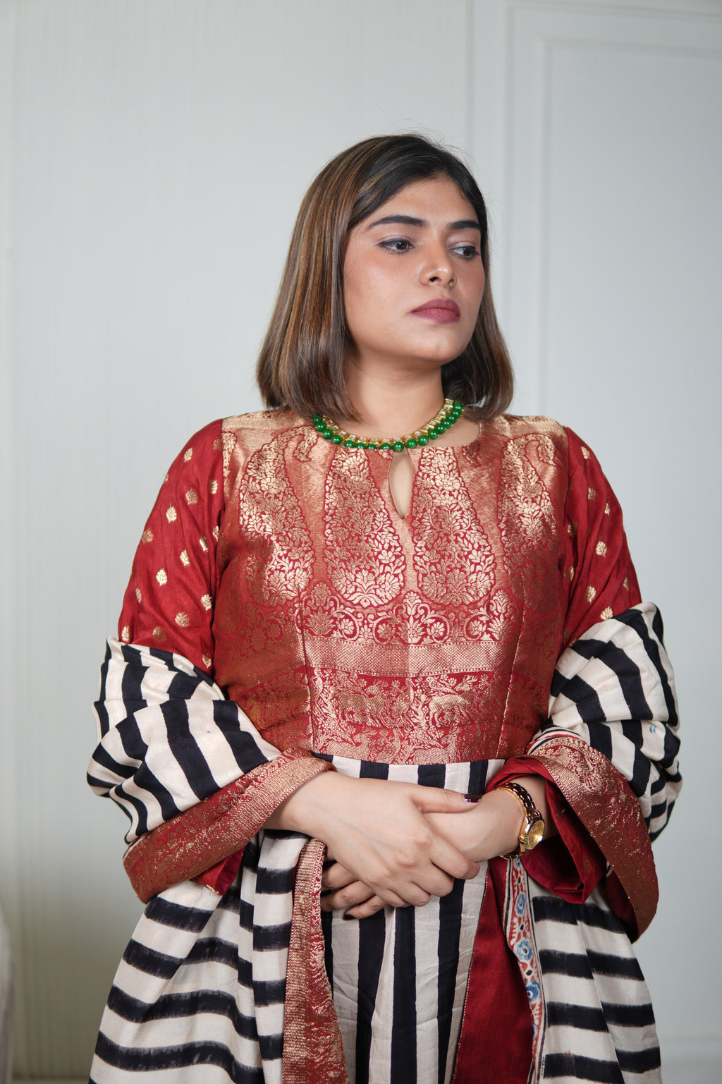 Sinduri IV Ajrakh Dola Silk Kurta Set with Dupatta for Women