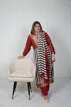 Sinduri IV Ajrakh Dola Silk Kurta Set with Dupatta for Women