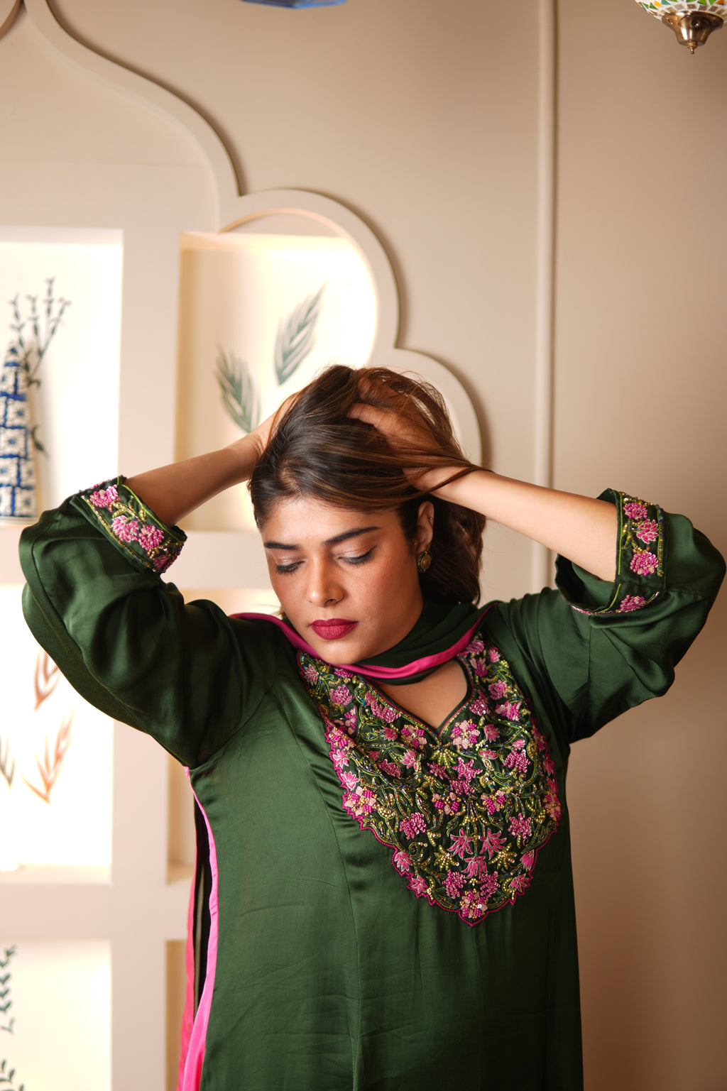 GULBAHAR FLORAL EMBROIDERED KURTA SET