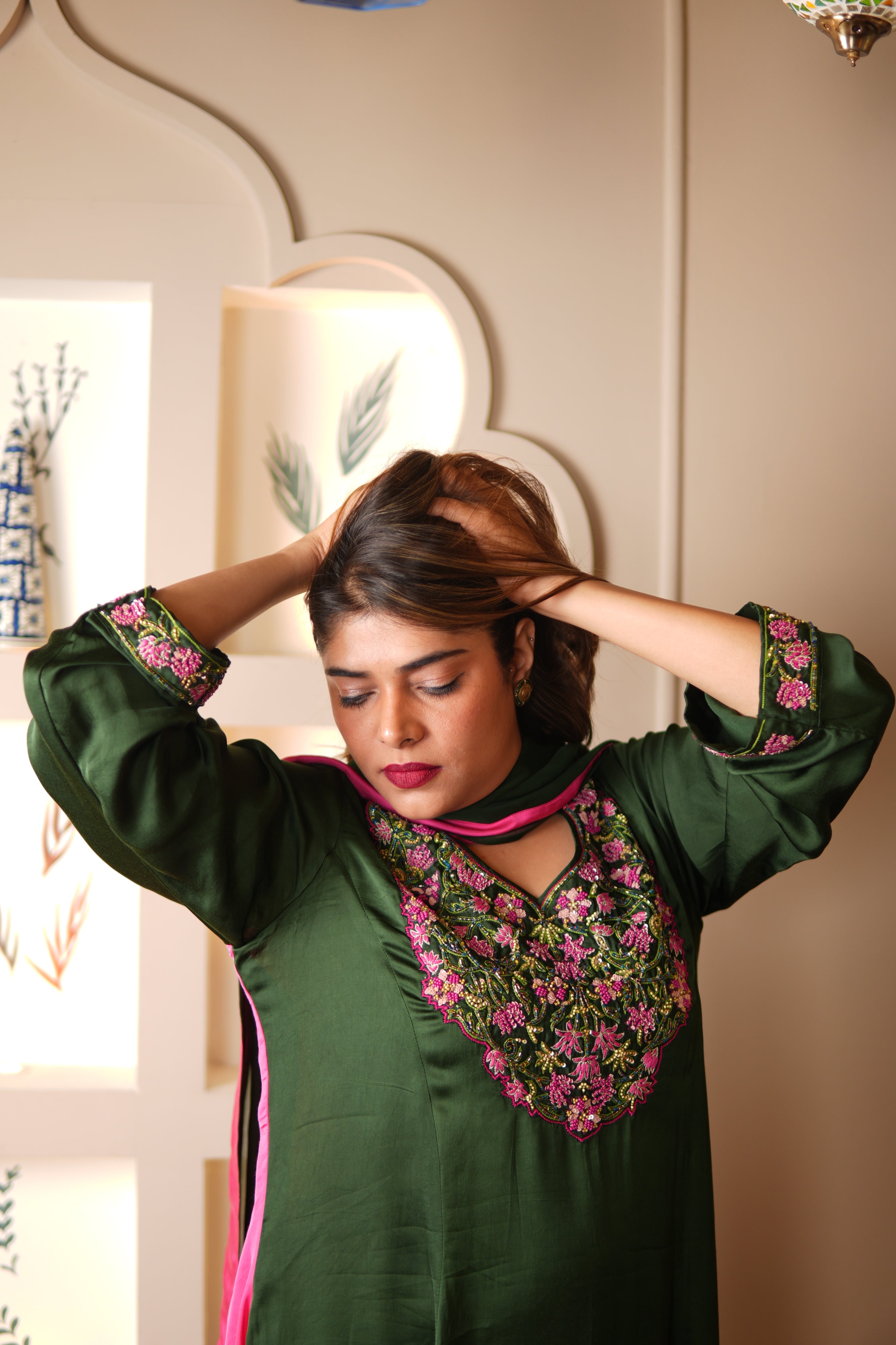GULBAHAR FLORAL EMBROIDERED KURTA SET