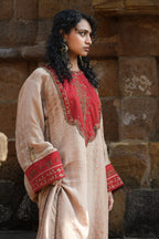 RUHAANI Hand-Embroidered Crushed Chanderi Tissue Kurta Set