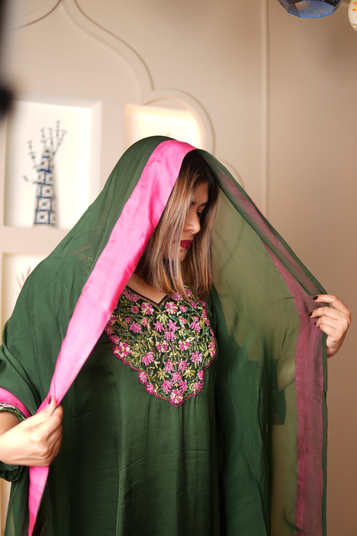 GULBAHAR FLORAL EMBROIDERED KURTA SET