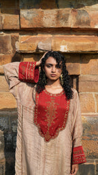 RUHAANI Hand-Embroidered Crushed Chanderi Tissue Kurta Set