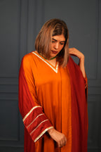 NOOR-E-SEHAR BRICK & SAFFRON KURTA SET