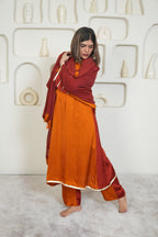 NOOR-E-SEHAR BRICK & SAFFRON KURTA SET
