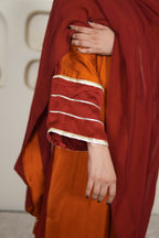 NOOR-E-SEHAR BRICK & SAFFRON KURTA SET