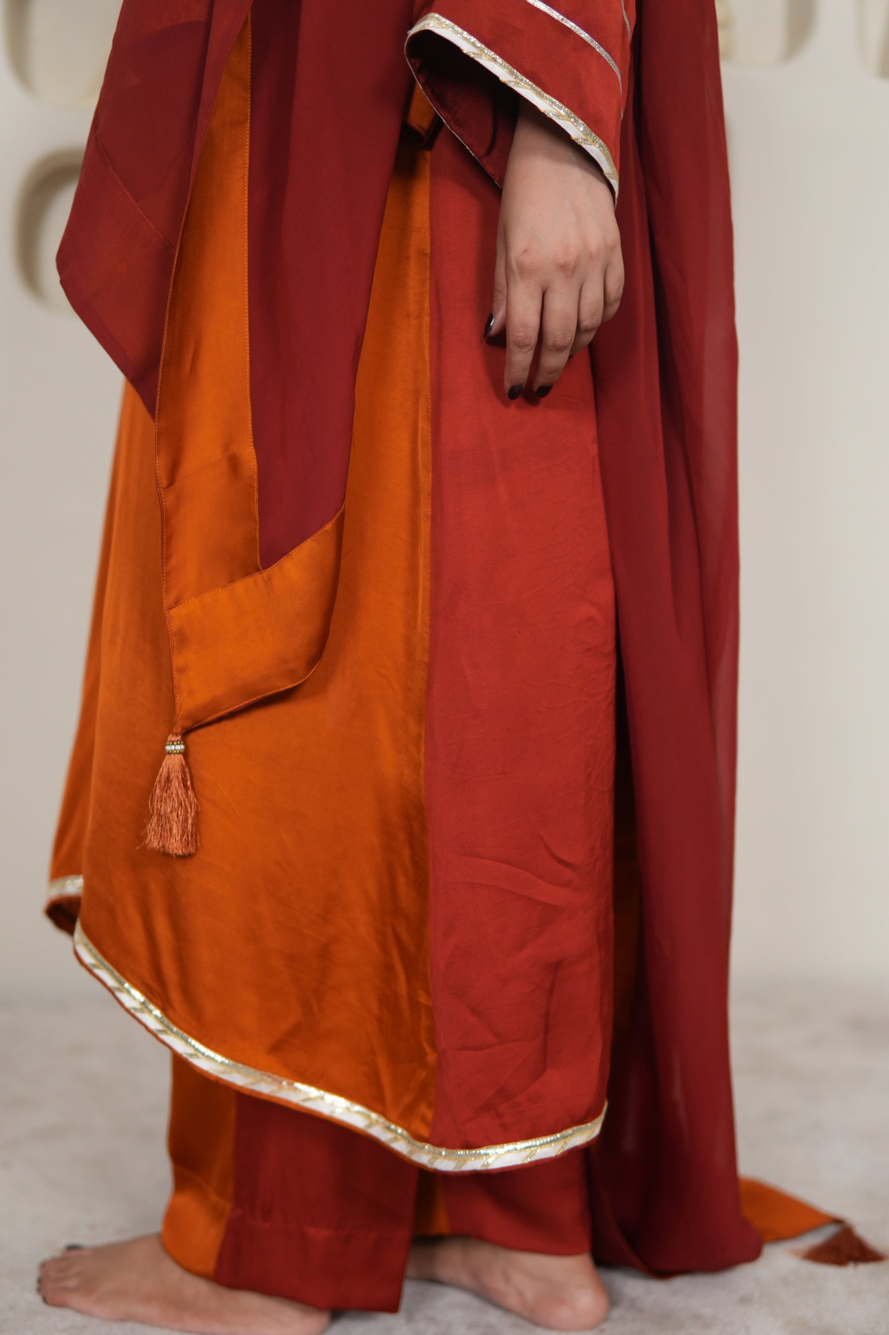 NOOR-E-SEHAR BRICK & SAFFRON KURTA SET