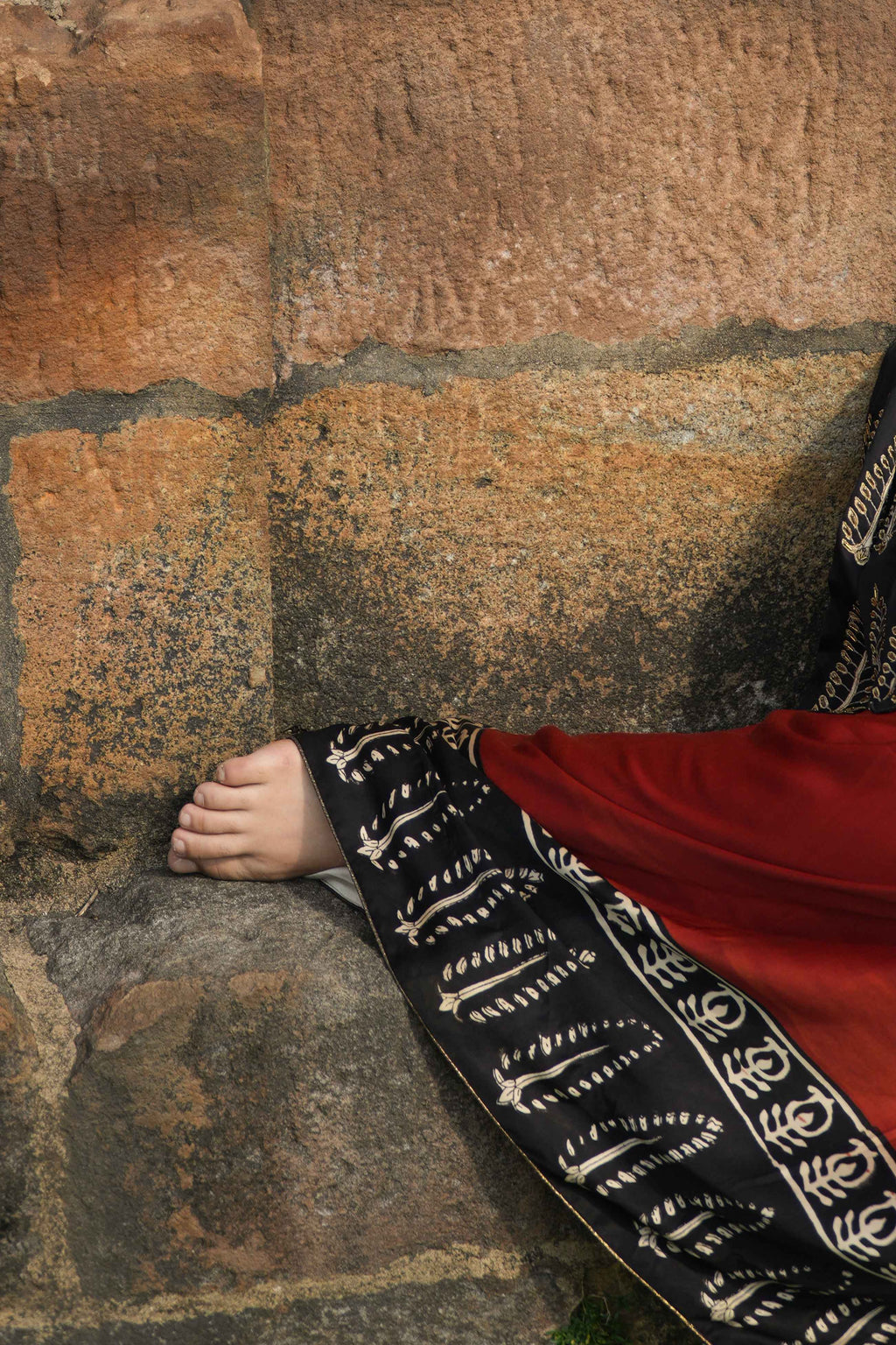 Veera Hand-Embroidered Ajrakh Modal Silk Saree with Silk Blend Blouse