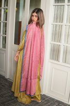 SUNEHRI MAATI – HANDWOVEN MUSTARD KURTA AND FARSHI SHALWAR SET