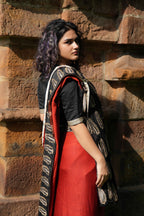 Veera Hand-Embroidered Ajrakh Modal Silk Saree with Silk Blend Blouse