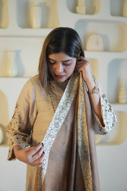KHAAS GUL RAW SILK TUNIC AND PANTS WITH DUPATTA