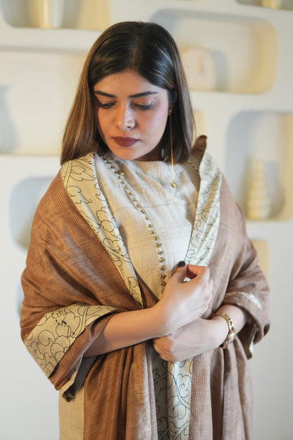 KHAAS GUL RAW SILK TUNIC AND PANTS WITH DUPATTA