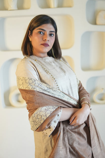 KHAAS GUL RAW SILK TUNIC AND PANTS WITH DUPATTA