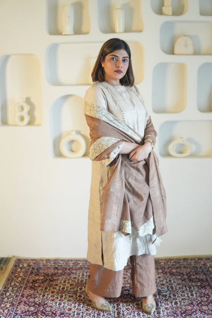 KHAAS GUL RAW SILK TUNIC AND PANTS WITH DUPATTA