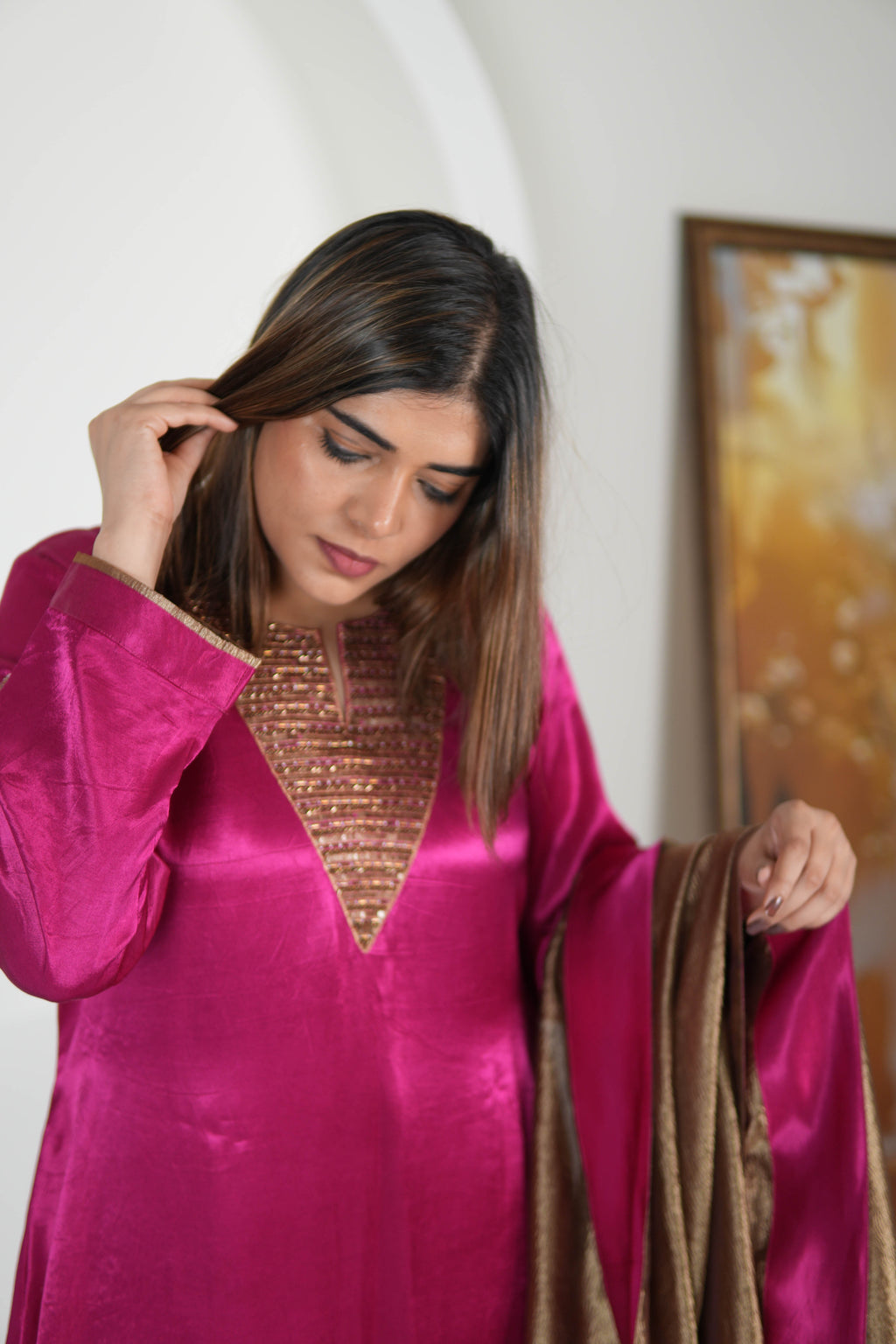 Noor-e-Firoza Mashru Kurta Set for Women