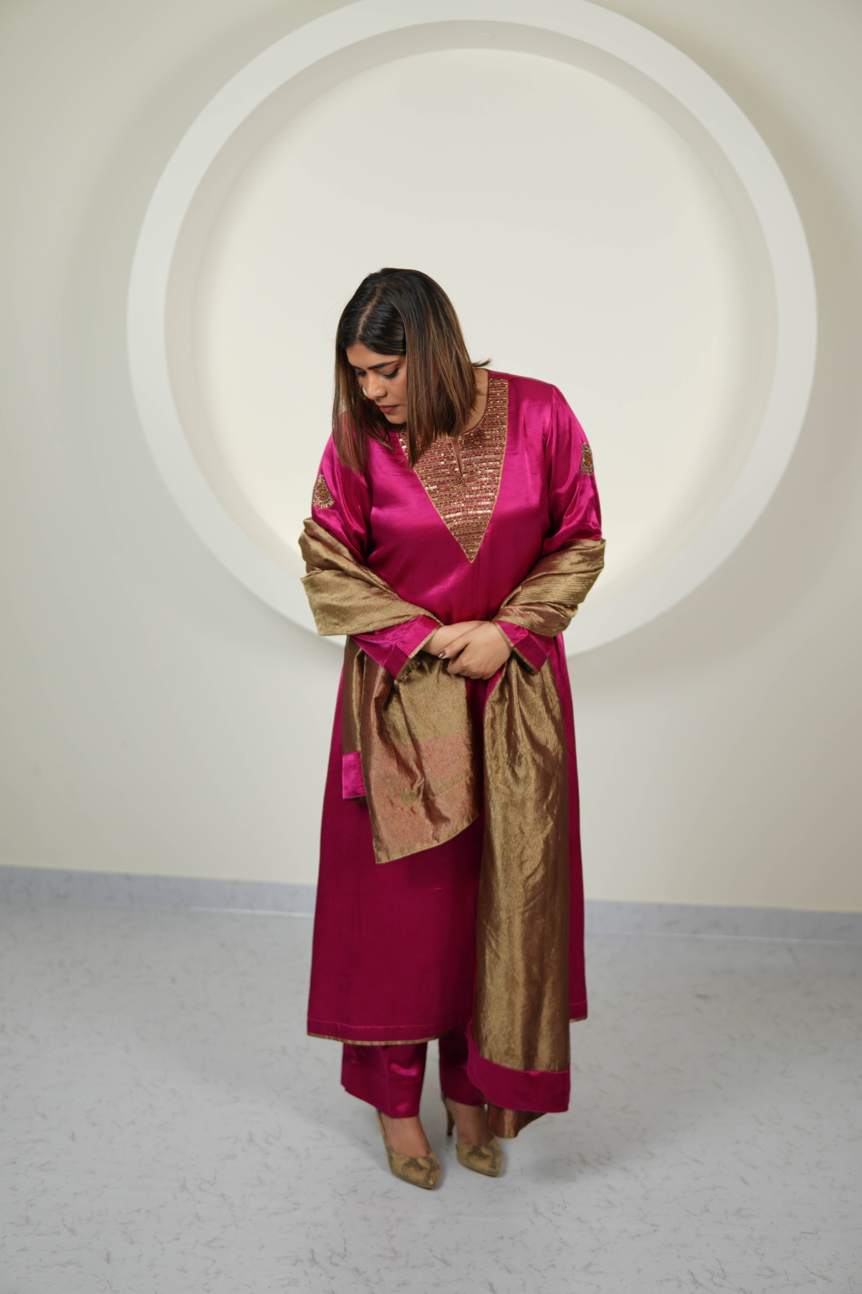 Noor-e-Firoza Mashru Kurta Set for Women