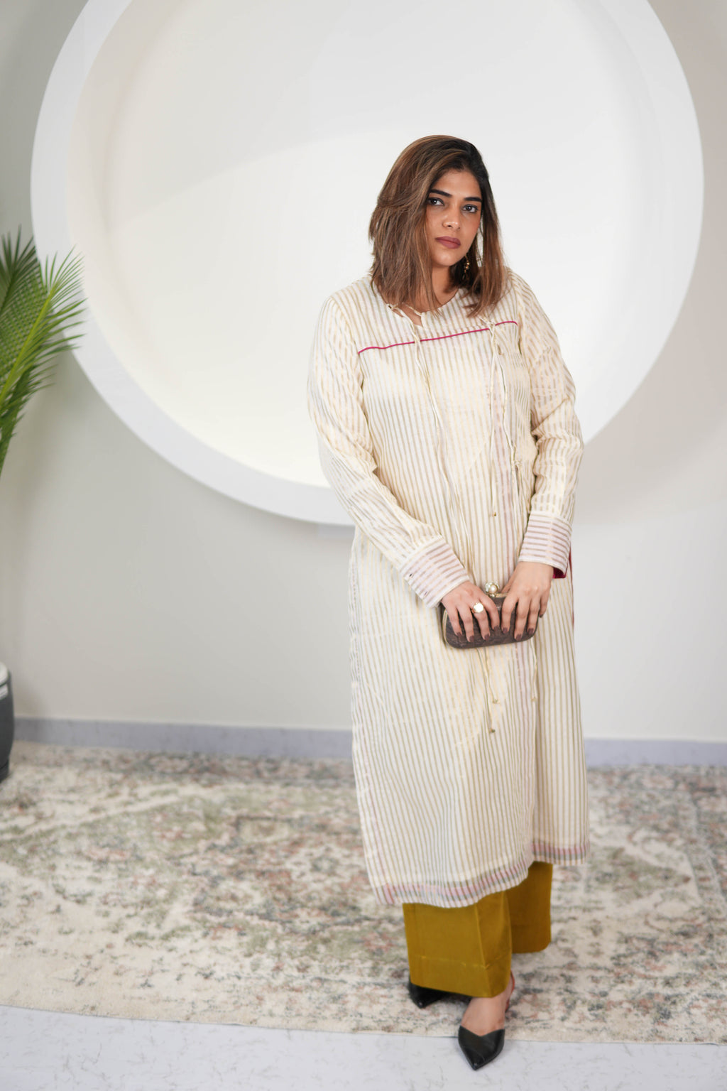 Sehaj Chanderi Silk Angrakha Tunic Set for Women