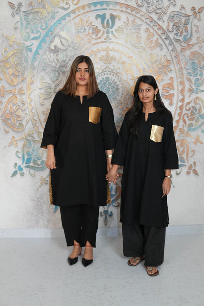 RAATKALI SLUB COTTON SHORT KURTA WITH PANTS