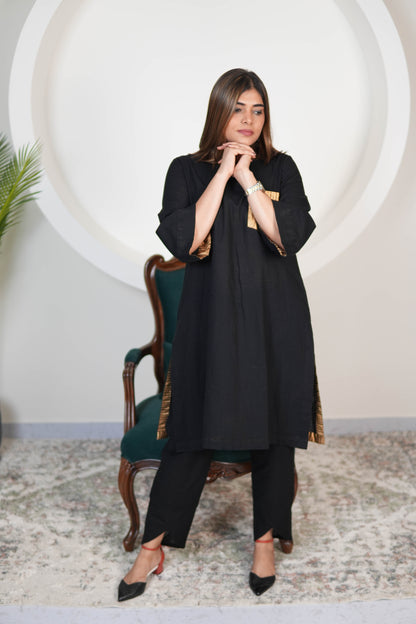 RAATKALI SLUB COTTON SHORT KURTA WITH PANTS