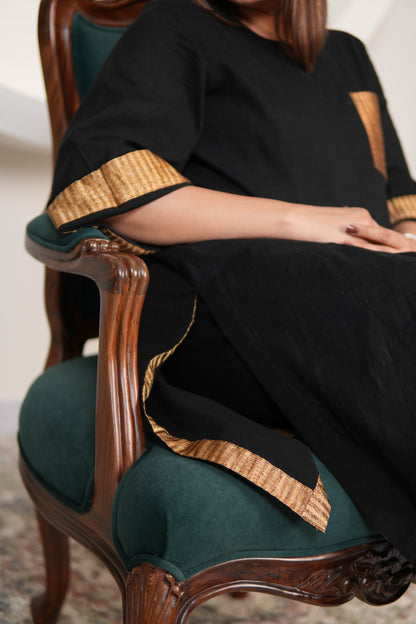 RAATKALI SLUB COTTON SHORT KURTA WITH PANTS