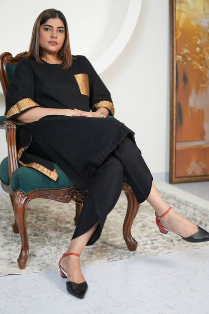 RAATKALI SLUB COTTON SHORT KURTA WITH PANTS