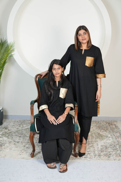 RAATKALI SLUB COTTON SHORT KURTA WITH PANTS