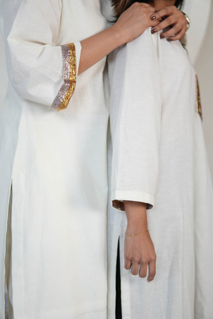 SAFAID SLUB COTTON KURTA AND PANTS