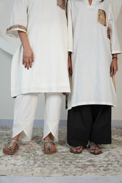 SAFAID SLUB COTTON KURTA AND PANTS