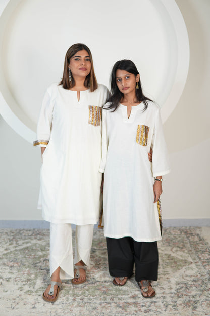 SAFAID SLUB COTTON KURTA AND PANTS