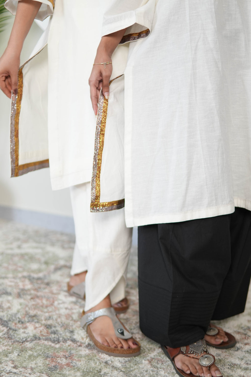 SAFAID SLUB COTTON KURTA AND PANTS