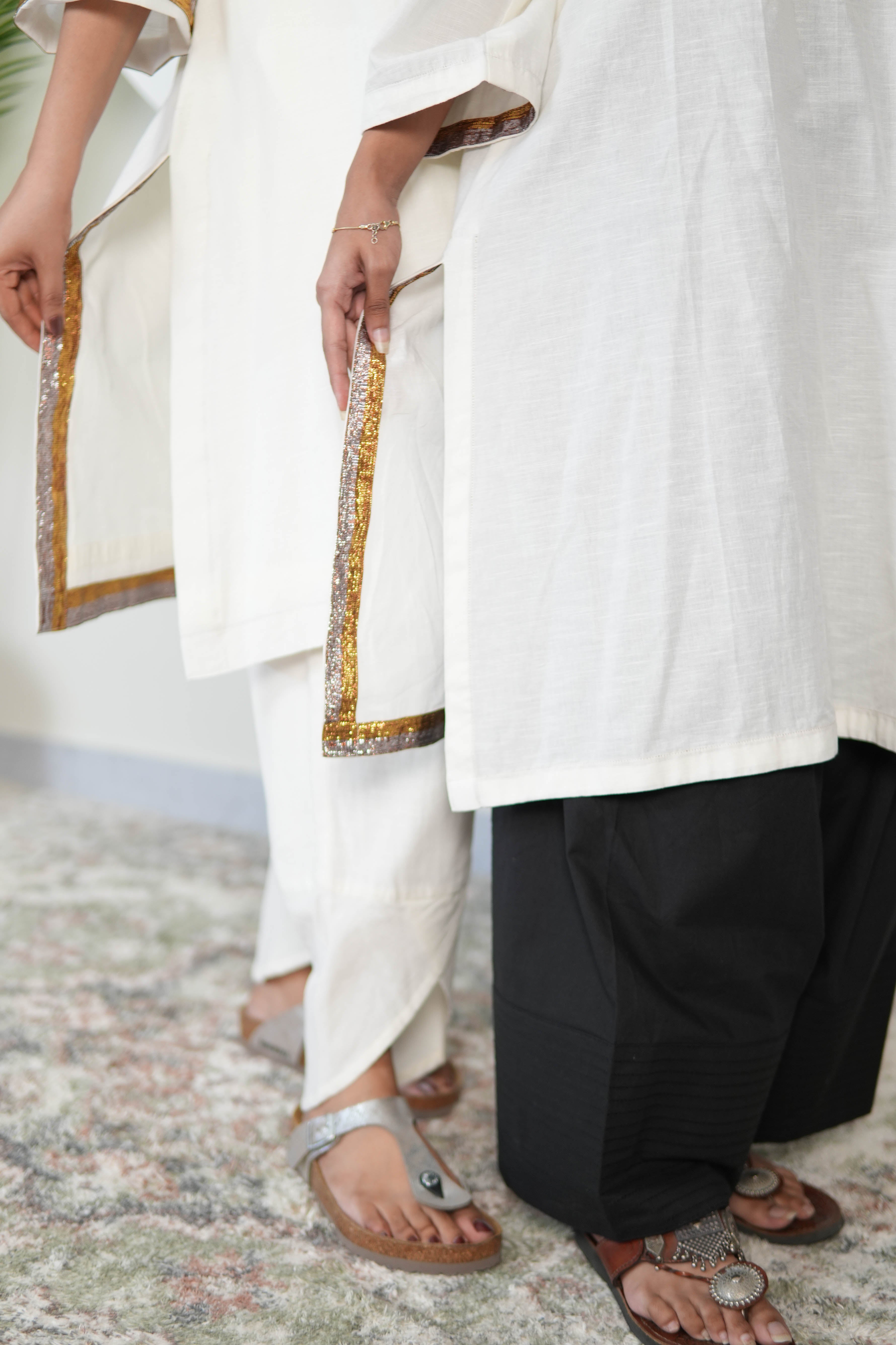 SAFAID SLUB COTTON KURTA AND PANTS