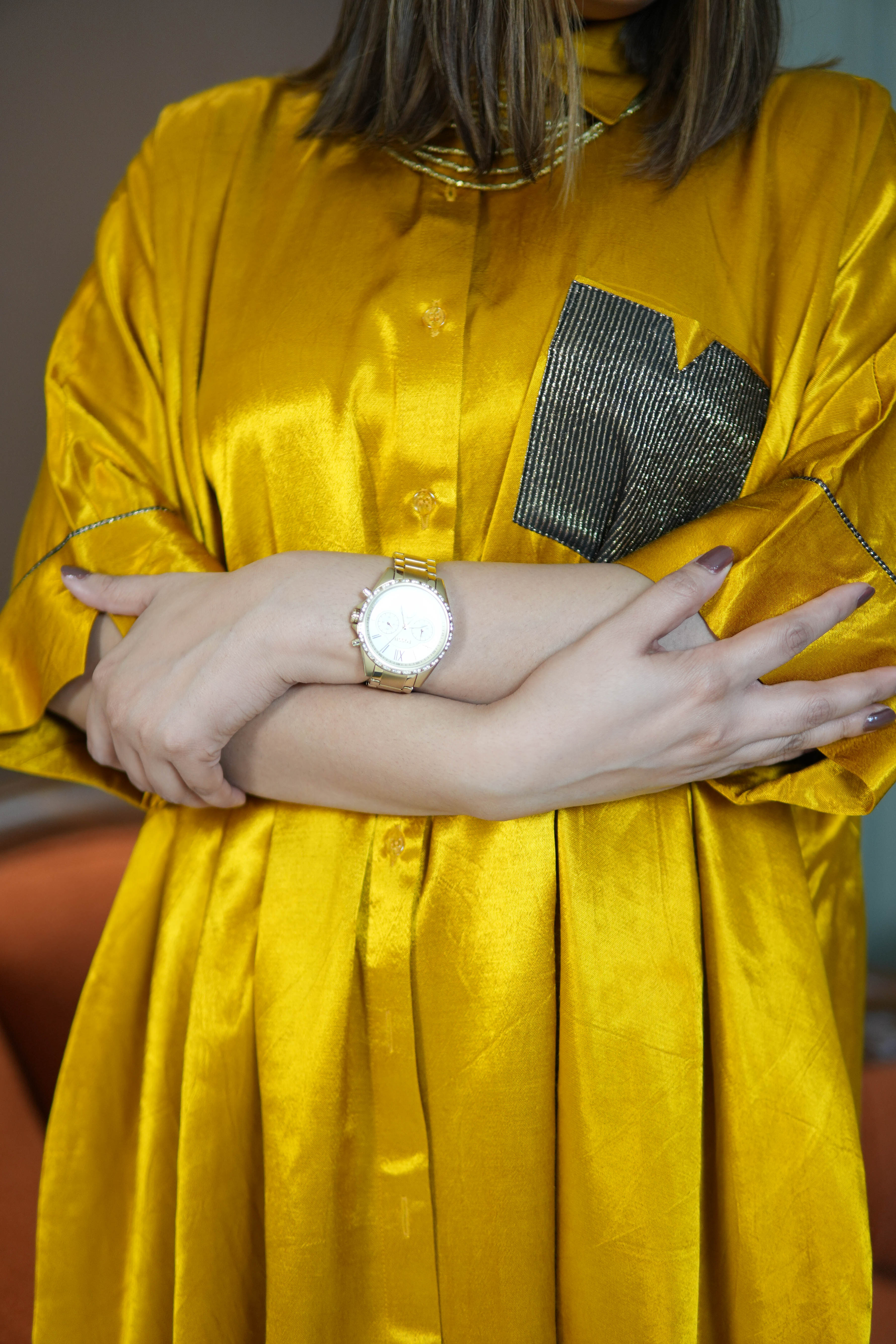 SUNEHRI MUSTARD MASHRU SILK SHIRT & PANTS SET