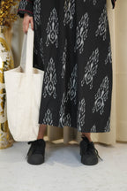 BLACK IKKAT LONG DRESS for women WITH ORGANZA DETAILING