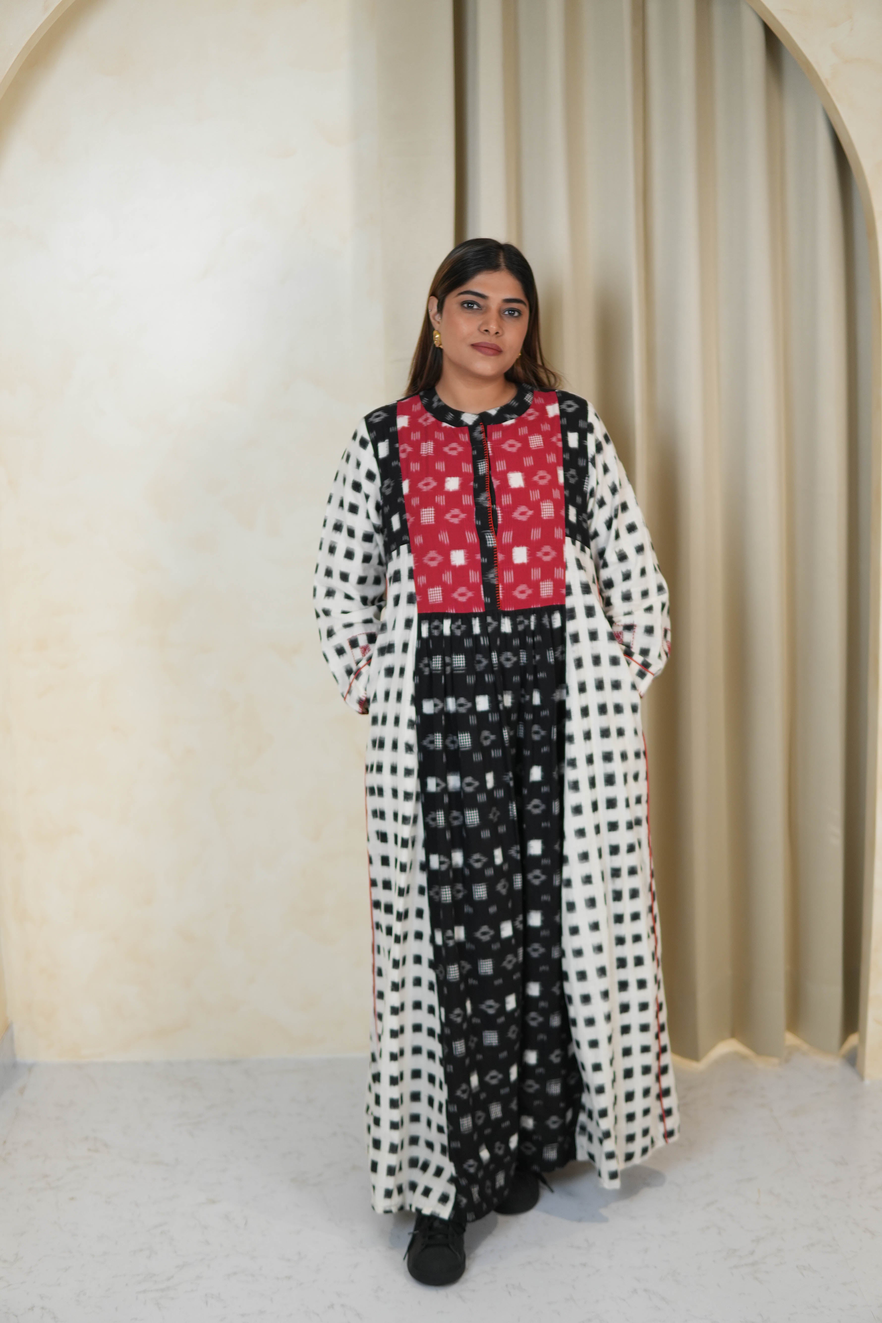 RANGREZ IKKAT MAXI LONG DRESS