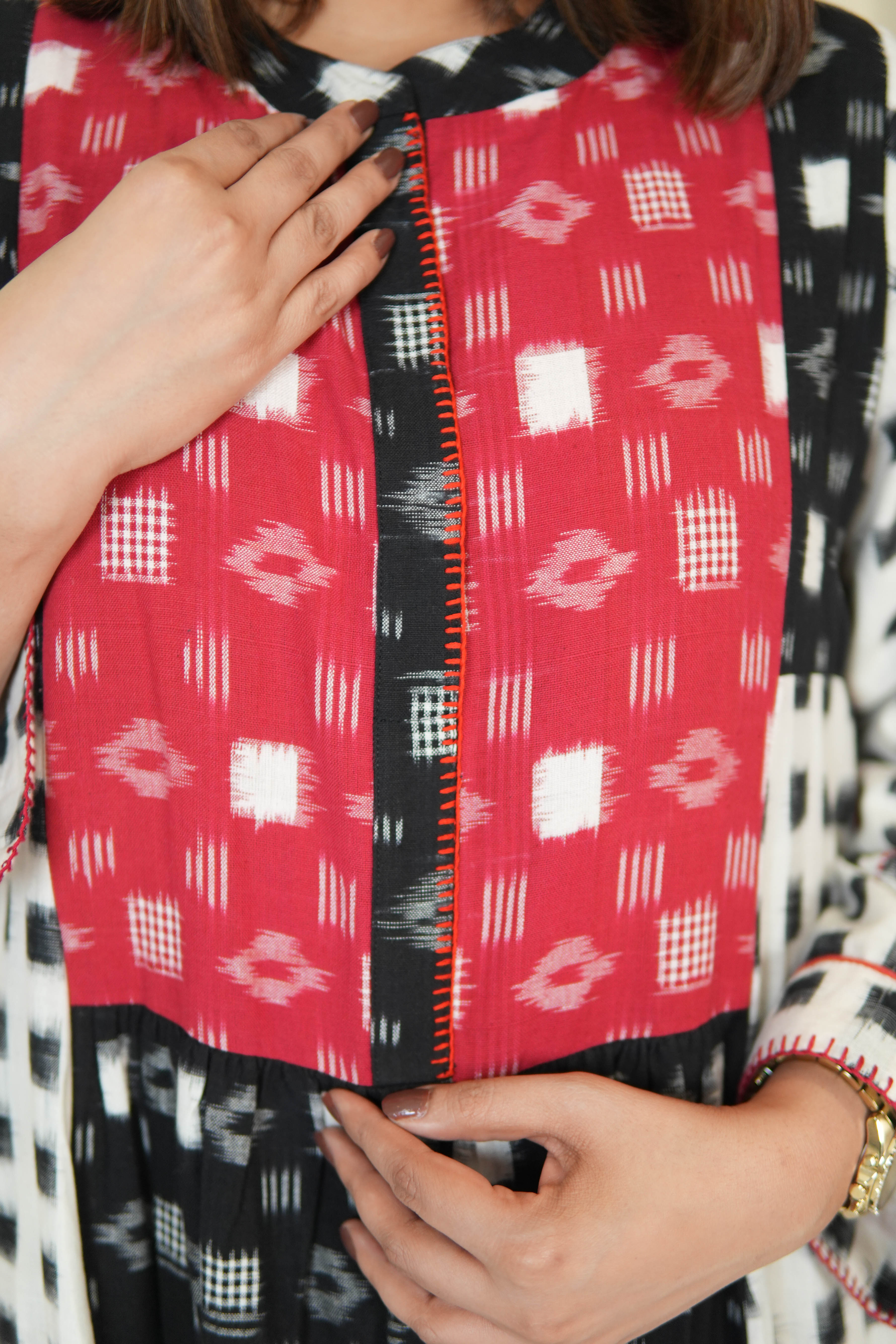 RANGREZ IKKAT MAXI LONG DRESS