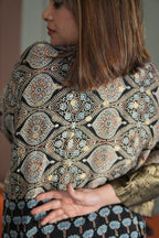 Chand Jhola Ajrakh Dola Silk Dress with Banarasi Brocade