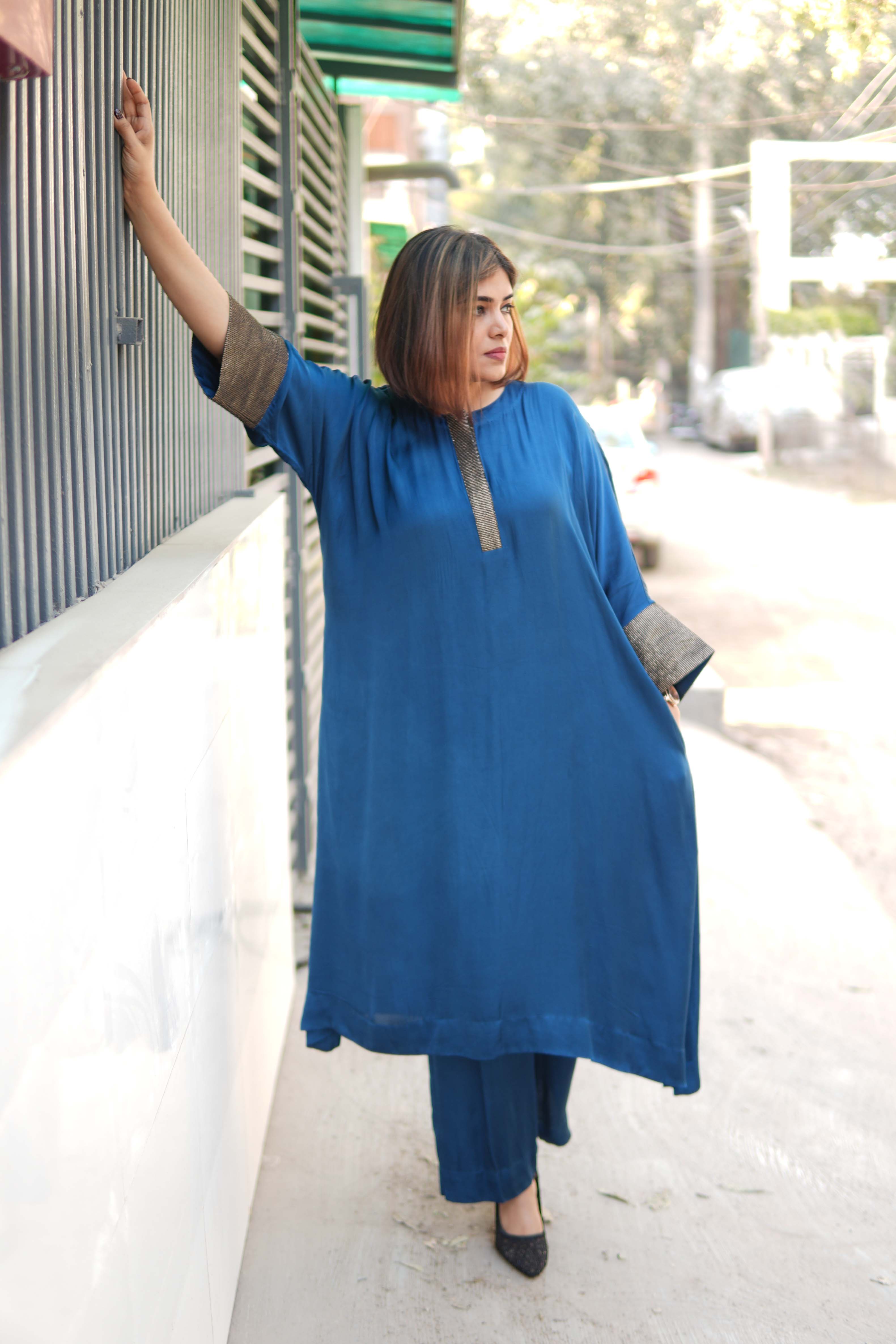 Sagar Cobalt Blue Modal Silk Kurta and Pants